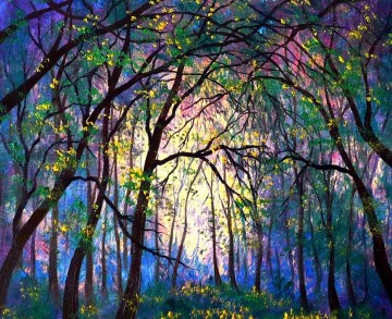 150の主題の芸術作品 Painting - 夏霞の日の森の庭の装飾風景壁アート自然風景